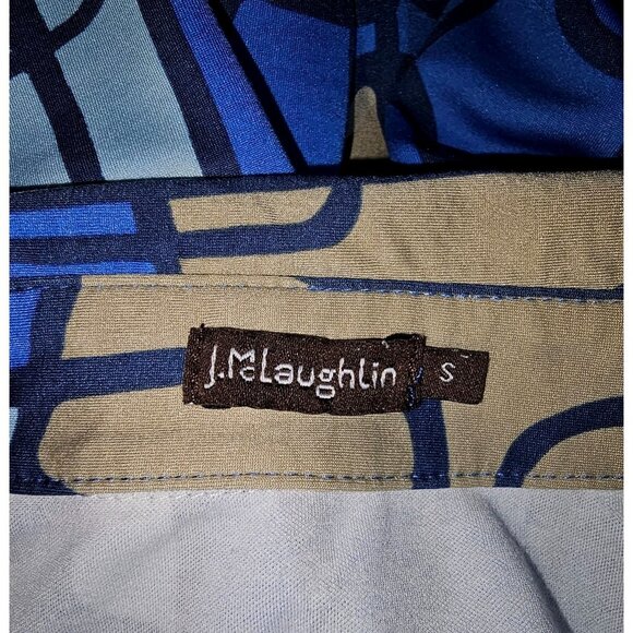 J. McLaughlin Women's Blue / Beige Geometric Pattern Button-Front Dress Sz S 204 - Picture 7 of 12